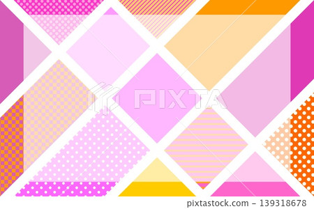 Geometric patterns, frames, squares, triangles, dots, stripes, grids, orange, pink Geometric patterns, frames, squares, triangles, dots, stripes, grids, orange, pink 139318678