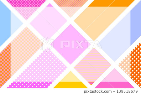 Geometric patterns, frames, squares, triangles, dots, stripes, grids, orange, pink Geometric patterns, frames, squares, triangles, dots, stripes, grids, orange, pink 139318679