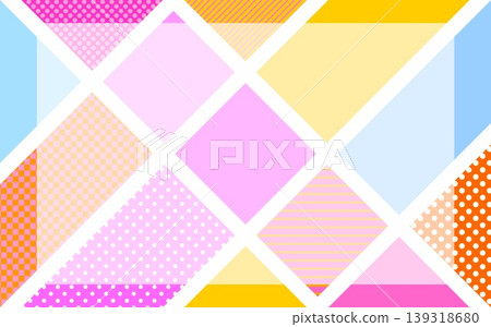 Geometric patterns, frames, squares, triangles, dots, stripes, grids, orange, pink 139318680