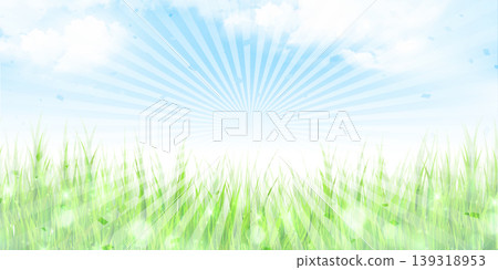 藍天下是一片翠綠的草叢。 139318953