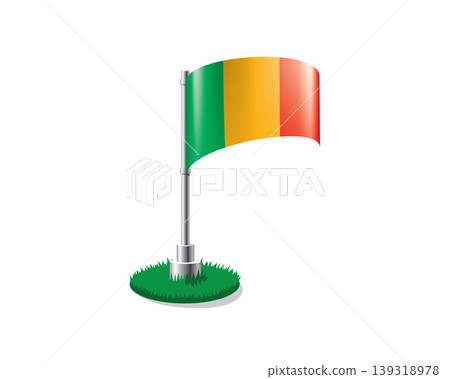 Malian flag on a flagpole mounted on the grass Malian flag on a flagpole mounted on the grass 139318978