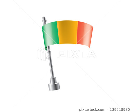 Clean representation showcasing Malian flag attached to glossy metal pole Clean representation showcasing Malian flag attached to glossy metal pole 139318980