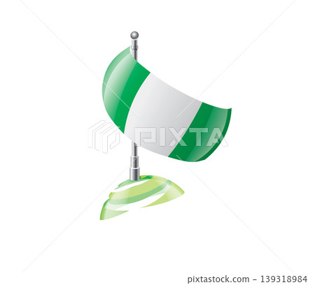 Highly detailed of waving Nigerian flag with metallic pole and subtle shadow effects for print Highly detailed of waving Nigerian flag with metallic pole and subtle shadow effects for print 139318984