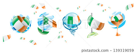 Vector set of the Irish flag in various creative designs Vector set of the Irish flag in various creative designs 139319059