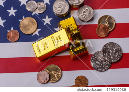 Gold bars or ingots as a tool for balance, financial investment, and savings. Gold bars 139319086