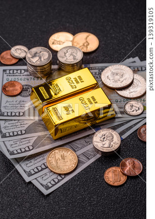 Gold bars or ingots as a tool for balance, financial investment, and savings. Gold bars 139319105
