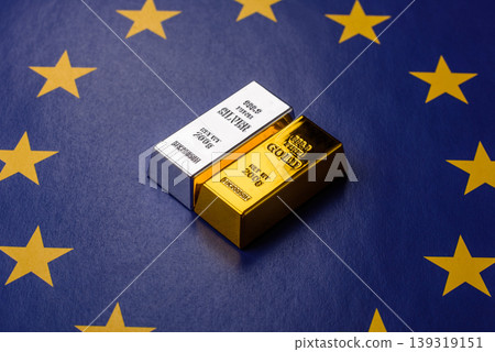 Gold and silver bullion or ingots as metals for bank storage, investments. Gold and silver bars Gold and silver bullion or ingots as metals for bank storage, investments. Gold and silver bars 139319151