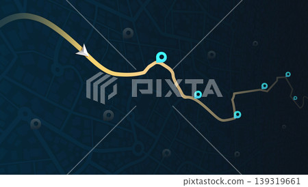 Abstract navigation plan highlights POI including city streets, blocks. City map featuring directional signs, an intended goal point and multiple markers. Vector illustration Abstract navigation plan highlights POI including city streets, blocks. City map featuring directional signs, an intended goal point and multiple markers. Vector illustration 139319661