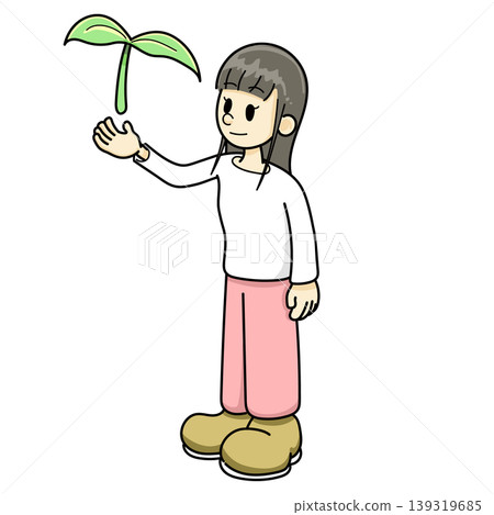 植物與女人（手繪，穿紅色褲子） 139319685