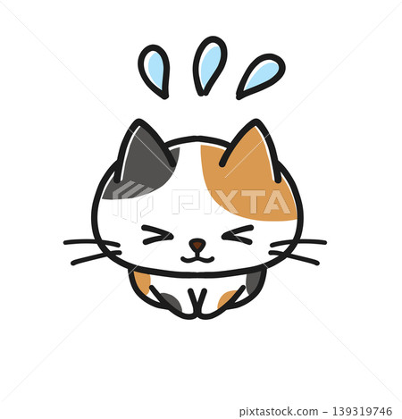 一隻三色貓慌亂地鞠躬。 一隻三色貓慌亂地鞠躬。 139319746