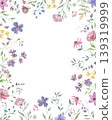 Watercolor wildflower vertical frame with field herbs and blossoms. Hand painted botanical  border isolated on white background. Hand painted illustration. Vector EPS. 139319999