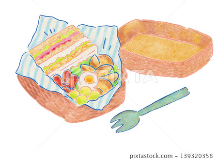 三明治午餐盒的插圖 三明治午餐盒的插圖 139320358