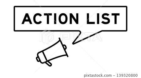 Megaphone icon with speech bubble in word action list on white background Megaphone icon with speech bubble in word action list on white background 139320800