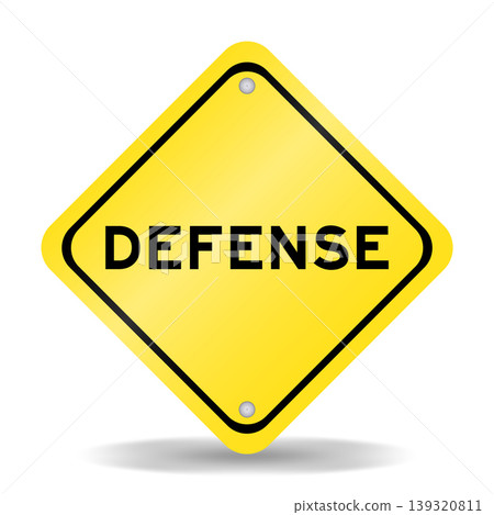 Yellow color transportation sign with word defense on white background Yellow color transportation sign with word defense on white background 139320811