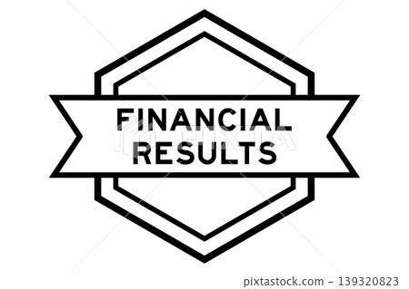 Vintage black color round label banner with word financial results on white background Vintage black color round label banner with word financial results on white background 139320823