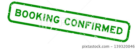 Grunge green booking confirmation word rubber square seal stamp on white background Grunge green booking confirmation word rubber square seal stamp on white background 139320846