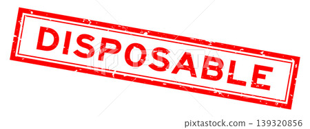 Grunge red disposable word square rubber seal stamp on white background Grunge red disposable word square rubber seal stamp on white background 139320856