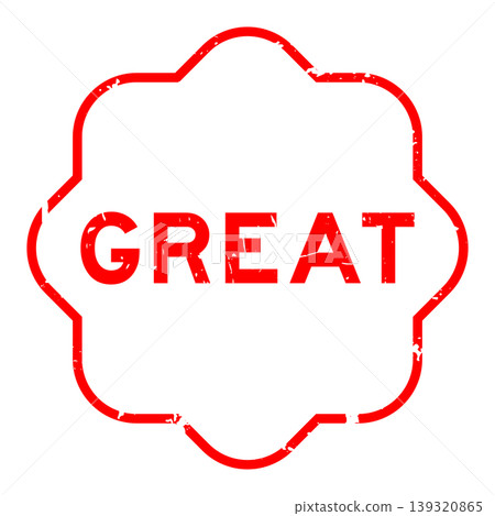 Grunge red great word square seal stamp on white background 139320865
