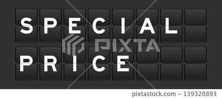 Black color analog flip board with word special price on gray background Black color analog flip board with word special price on gray background 139320893