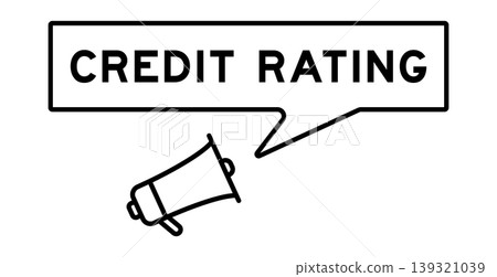 Megaphone icon with speech bubble in word credit rating on white background Megaphone icon with speech bubble in word credit rating on white background 139321039