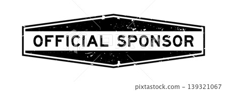 Grunge black official sponsor word hexagon rubber seal stamp on white background 139321067
