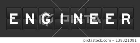 Black color analog flip board with word engineer on gray background Black color analog flip board with word engineer on gray background 139321091