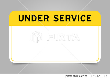 Label banner that have yellow headline with word under service and white copy space, on gray background Label banner that have yellow headline with word under service and white copy space, on gray background 139321114