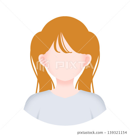 女性圖標，雙馬尾 139321154