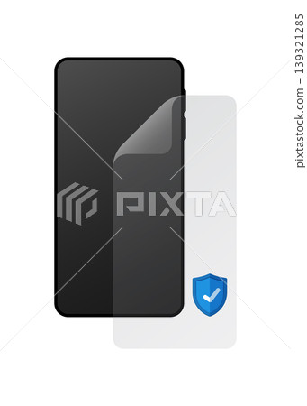 Smartphone screen protector film or glass cover vector illustration Smartphone screen protector film or glass cover vector illustration 139321285