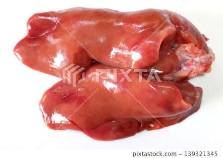 Raw fresh chicken liver isolated on white background 139321345