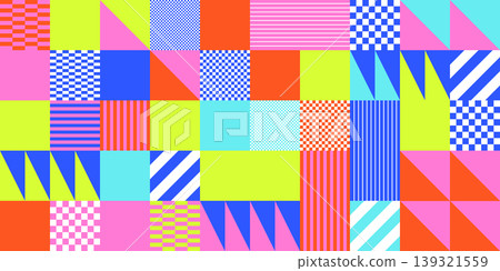 Neon geometric pattern with basic shapes Neon geometric pattern with basic shapes 139321559