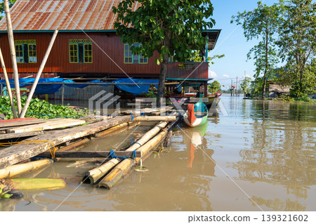 Traditional Bugis floating houses on Lake Tempe, Sulawesi, Indonesia Traditional Bugis floating houses on Lake Tempe, Sulawesi, Indonesia 139321602