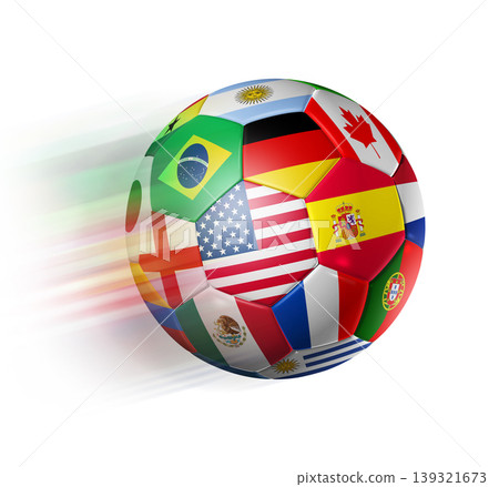 World football soccer ball with team national flags on white background. 2026 competition World football soccer ball with team national flags on white background. 2026 competition 139321673