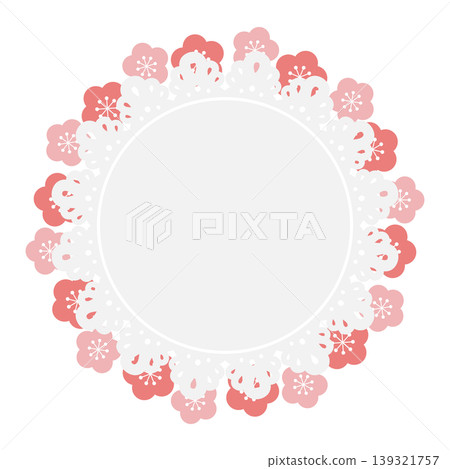 Retro-pop plum blossoms and circular lace frame Retro-pop plum blossoms and circular lace frame 139321757