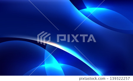 Abstract blue neon curves on dark background with futuristic glowing light trails and high tech digital gradient, modern corporate presentation and web design 139322257