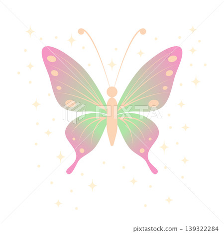 Single pastel butterfly illustration in soft fairy style Cute pastel butterfly with delicate wings illustration Single pastel butterfly illustration in soft fairy style Cute pastel butterfly with delicate wings illustration 139322284
