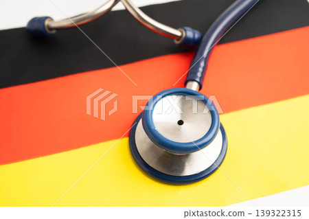 Germany flag with stethoscope, Business and finance. Germany flag with stethoscope, Business and finance. 139322315