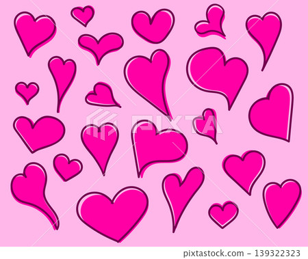 Sweet heart set with cute pink hand drawn shapes Cute pink hearts for Valentine designs. Playful heart background with hand drawn love shapes Sweet heart set with cute pink hand drawn shapes Cute pink hearts for Valentine designs. Playful heart background with hand drawn love shapes 139322323