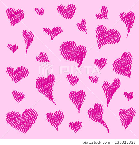 Scribble heart pattern in pink background Cute sketch heart illustration for valentines. Playful doodle hearts pattern with hand drawn texture Scribble heart pattern in pink background Cute sketch heart illustration for valentines. Playful doodle hearts pattern with hand drawn texture 139322325