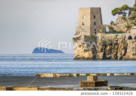 Ancient Torre di Clavel (Clavel Tower) on a Cliff in Positano, Italy 139322428