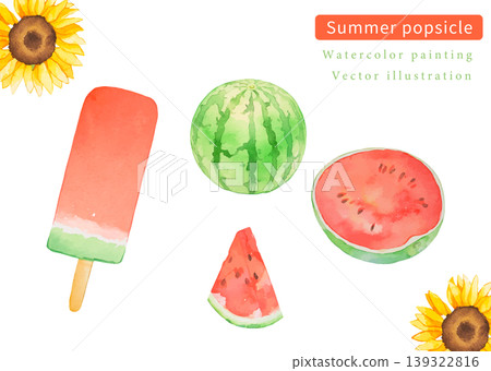Set of vector illustrations of ice pops and watermelons 139322816