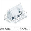 Cottage house for rest project concept, isometric vector illustration of a small house building project, countryside small house cabin in village or nature. 139322820