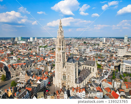 The panoramic aerial view of Antwerp Cathedral, Belgium The panoramic aerial view of Antwerp Cathedral, Belgium 139323765