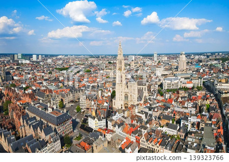 The panoramic aerial view of Antwerp Cathedral, Belgium 139323766