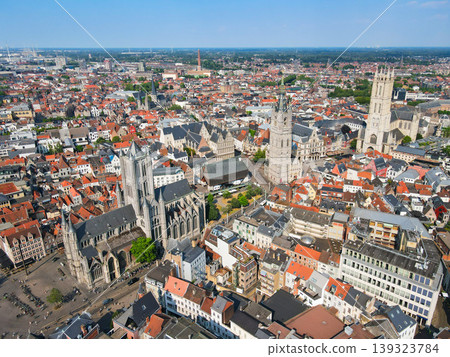 Panoramic aerial view of Ghent city center in Belgium 139323784