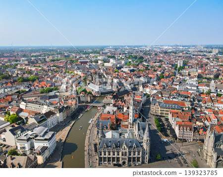 Panoramic aerial cityscape view of Ghent city center, Belgium Panoramic aerial cityscape view of Ghent city center, Belgium 139323785