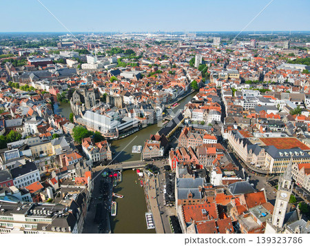 Panoramic aerial cityscape view of Ghent city in Belgium Panoramic aerial cityscape view of Ghent city in Belgium 139323786