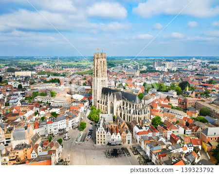 Aerial cityscape view of the city center in Mechelen, Belgium Aerial cityscape view of the city center in Mechelen, Belgium 139323792