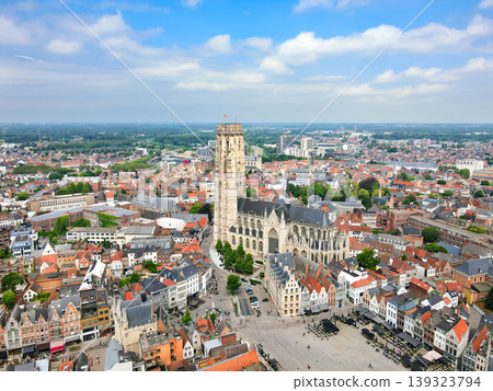 Aerial cityscape view of the city center in Mechelen, Belgium Aerial cityscape view of the city center in Mechelen, Belgium 139323794