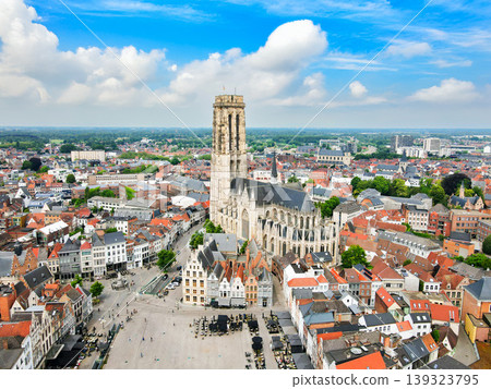 Aerial cityscape view of the city center in Mechelen, Belgium 139323795